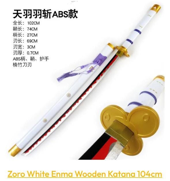 One Piece – Roronoa Zoro White Enma Katana (Wooden Replica – 104 cm)