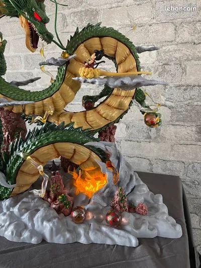🐉 Shenron Dragon with Kid Goku Statue (Light-Up Edition)